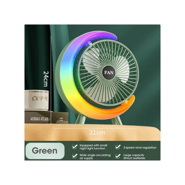 Dazzle LED Portable Fan - Rechargeable Stylish Comfort - Image 2