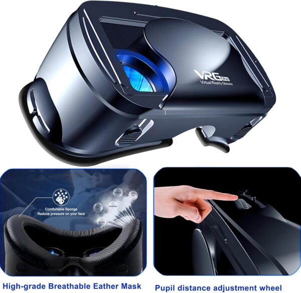 3D VR Headset, 3D VR Glasses Virtual Reality Headset al Reality - Image 2