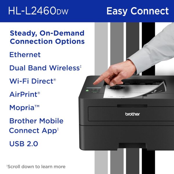 Brother HL-L2460DW Wireless Compact Monochrome Laser Printer with Duplex, Mobile Printing, Black & White Output - Image 2