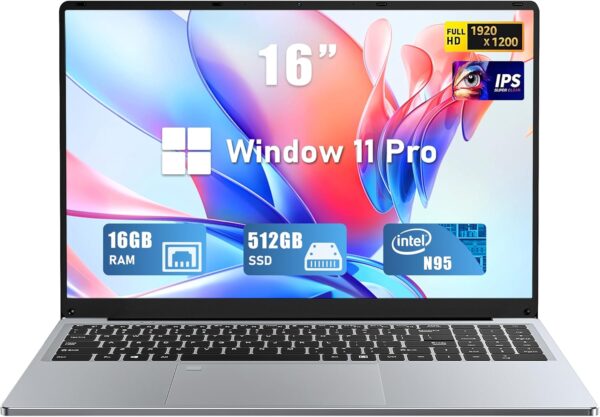 FUNYET Gaming Laptop, 16 Inch FHD Display (1920 x 1200), N95 Laptop Computer