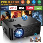 Projector with 5G WiFi and Bluetooth, Native 1080P Projector[Projector Screen Included