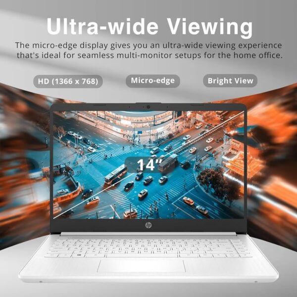HP New 14" HD Ultral Light Thin Laptop, Quad-Core Intel Celeron Processor, 8GB RAM, 256GB (128GB eMMC+ 128GB Card), Wi-Fi, Upto 11 Hours, Windows 11 - Image 3