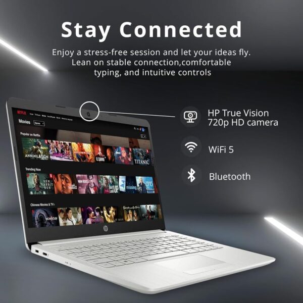 HP New 14" HD Ultral Light Thin Laptop, Quad-Core Intel Celeron Processor, 8GB RAM, 256GB (128GB eMMC+ 128GB Card), Wi-Fi, Upto 11 Hours, Windows 11 - Image 2