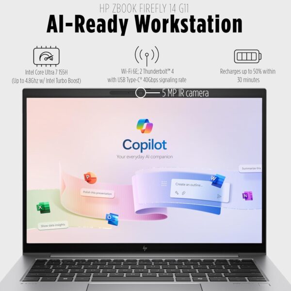 HP ZBook Firefly 14 G11 MOBILE WORKSTATION Core™ Ultra 7 155U 1TB SSD 64GB 14" WUXGA (1920x1200) IPS WIN11 Pro - Image 3