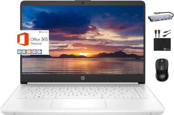 HP 2024 Premium 14" Micro-Edge Portable Laptop Student Business, Intel Quad-Core N4120, 4GB RAM, 128GB (64GB eMMC+ 64GB Card)