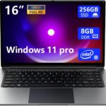 laptop 16-inch , 8GB DDR 256GB SSD portable laptop, expandable to 1TB,Pentium quad-core CPU up to 2.64 GHz,9000mAh battery,Mini HDMI