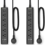 10FT Long Surge Protector Power Strip-with 5 Widely Outlets and 3 USB Ports(1 USB C Port),10 Foot Extension Cord(1250W/10A)