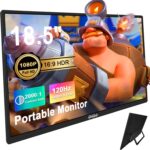 Tpsmtdis 18.5inch Portable Monitor, Laptop Monitors 120Hz Travel Gaming Monitor, 400Nits HDR FHD Plug&Play Dual Speakers, External Screen for PC