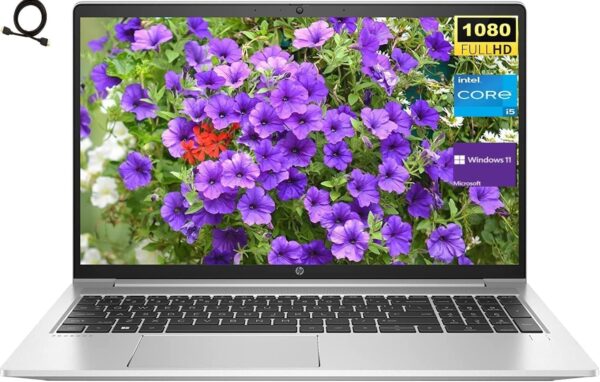 HP ProBook 450 G9, 15.6" FHD Laptop, Intel Core i5-1235U Processor, 8GB RAM 256GB SSD, Backlit keyboard, Webcam, HDMI, WiFi, Bluetooth, Windows 11 Pro, Silver