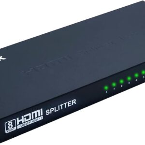 HDMI Splitter 1 in 8 Out, 4K@30Hz HDMI Splitter 1x8 Audio Video Distributor, Supports Full Ultra HD 3D, 4K, 1080P