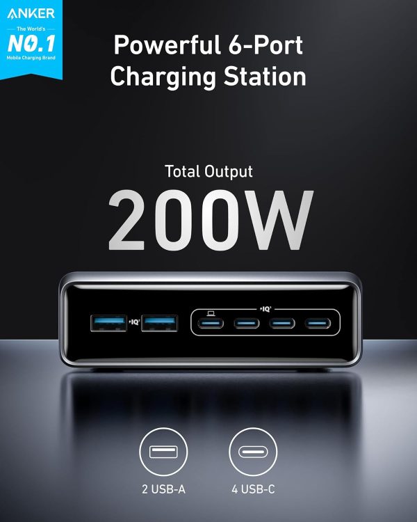 Anker SuperCharged Multi-Port Desktop Charging Station - Anker Prime Charger (200W, 6 Ports) - Image 2