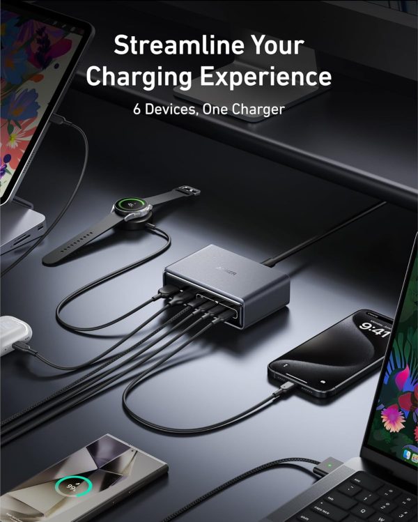 Anker SuperCharged Multi-Port Desktop Charging Station - Anker Prime Charger (200W, 6 Ports) - Image 3